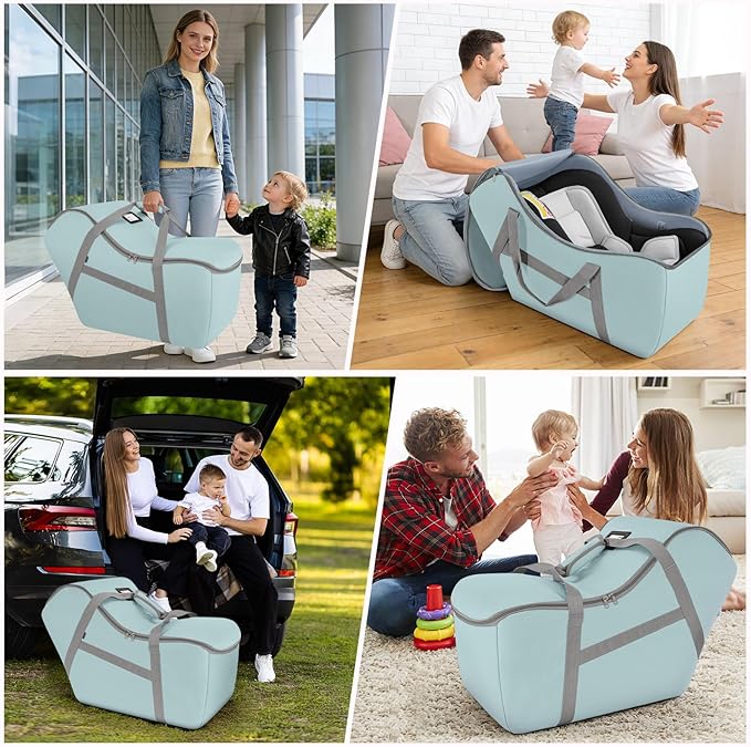 Padded Car Seat Bag Compatible with most Nuna Pipa car seats, UPPAbaby MESA V2 without Base & Chicco KeyFit 30 and base, Car Seat Travel Bag for airplanes