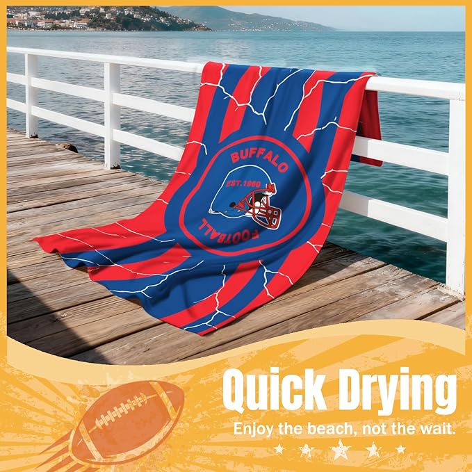 Football Fan Thin Lightweight Microfiber Beach Towel Themed Men Women Stuff Team Oversized Boyfriend Father Friend Christmas Xmas Gag Cool Personalized Unique Gift