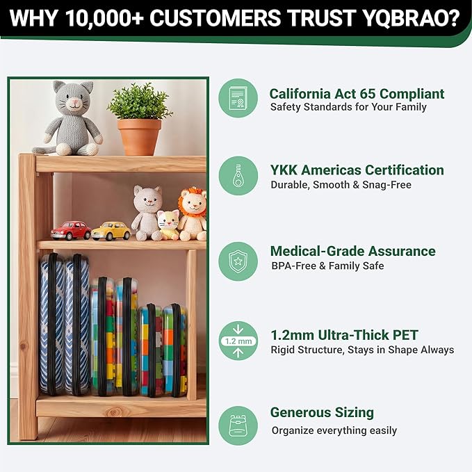 YQBRA 4 Pack Clear Hard Shell Zipper Case, See-Through Hard Plastic Organizer Pouches with Zipper for Travel, Toiletries, Makeup, Electronics & Pencils - Crush-Resistant Storage (S Black)
