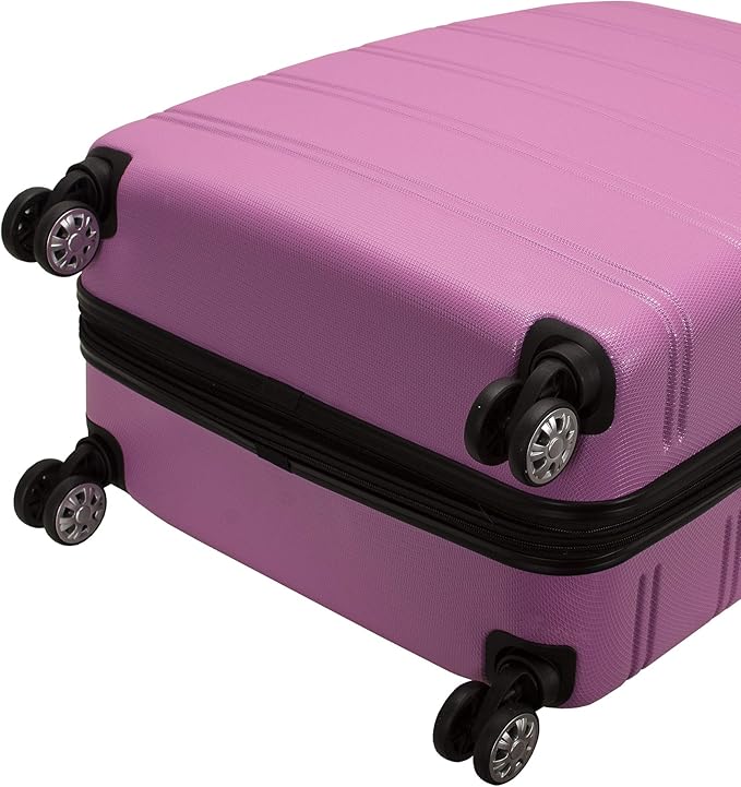 Rockland Melbourne Hardside Expandable Spinner Wheel Luggage, Pink, 2 Piece (20"/28")