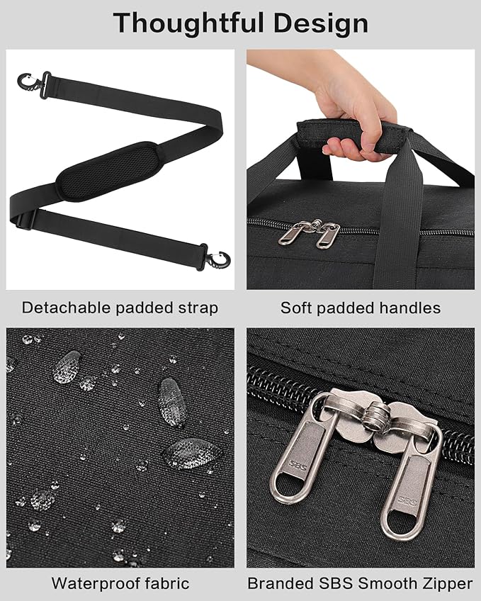 100L Foldable Large Travel Duffle Bag for Men and Women, Packable Duffel Bags with Shoe Compartment, Water Repellent & Tear Resistant (Black)