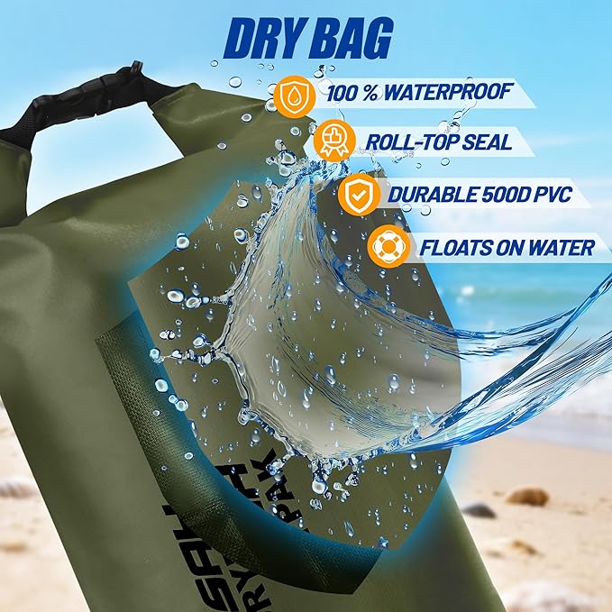 Waterproof Dry Bag, 5L/10L/20L/30L/40L Roll Top Lightweight Storage Backpack with Phone Case for Women & Men, Floating Waterproof Sack for Travel, Swimming, Kayaking, Paddle Board, Camping & Beach
