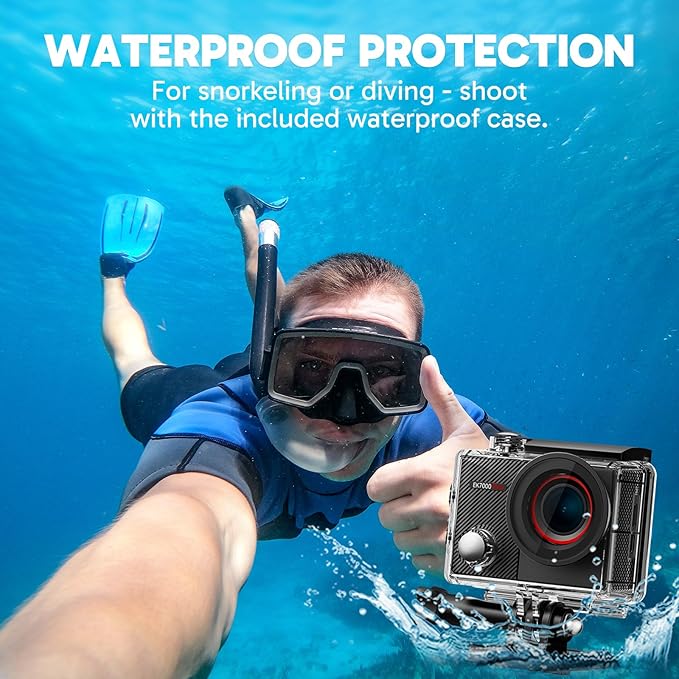 AKASO EK7000 Pro 4K30fps Action Camera with 256GB MicroSDXC U3 Card Accessories Kit Bundle, 20MP Ultra HD 131ft Waterproof Underwater Camera EIS WiFi Remote Control 5X Zoom Sport Cameras