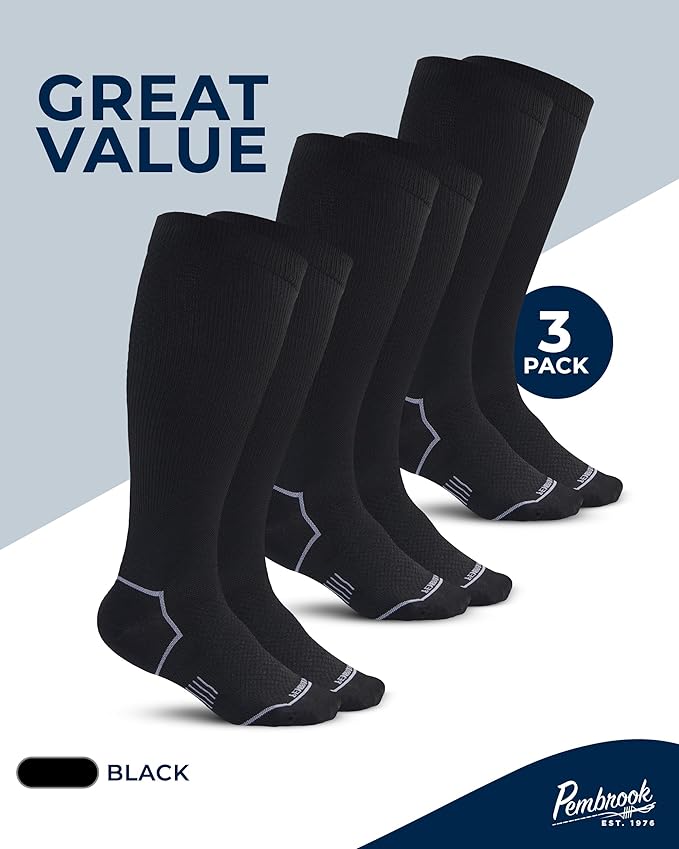 Pembrook Plus Size Compression Socks for Women Wide Calf - 3 Pairs, 20-30mmHg Extra Wide Calf Compression Socks, Up to 4XL