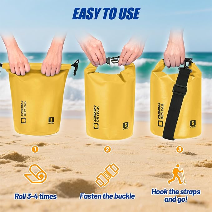 Waterproof Dry Bag, 5L/10L/20L/30L/40L Roll Top Lightweight Storage Backpack with Phone Case for Women & Men, Floating Waterproof Sack for Travel, Swimming, Kayaking, Paddle Board, Camping & Beach