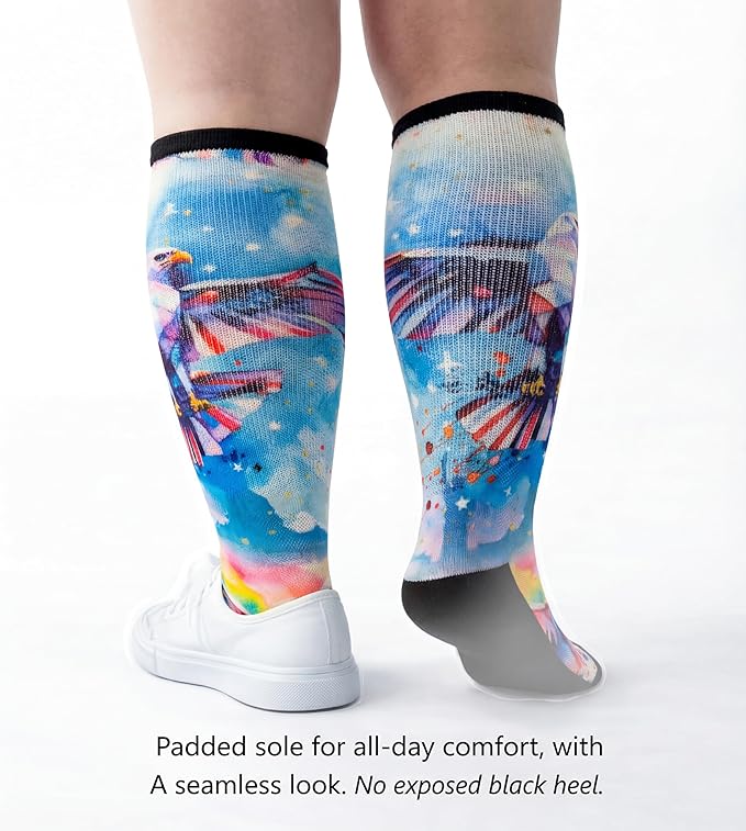 Extra Wide Diabetic Socks for Swollen Feet Men Women Non Binding Soft Stretch Colorful Design