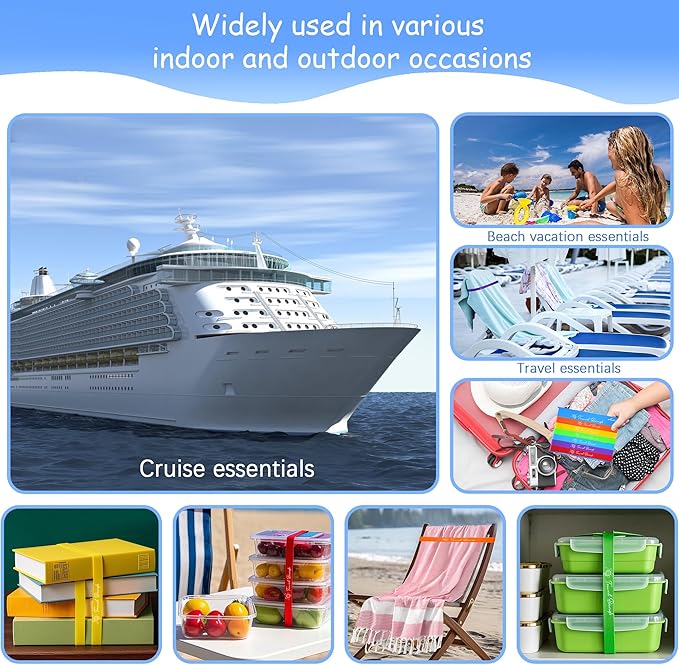 6 Pack Towel Band for Beach Pool Lounge Chair Strap Clip Carnival Cruise Ship Essentials 2025 Packing List Royal Caribbean Card Lanyard Cup Luggage Tag Holder Women Vacation Must Haves Summer Travel