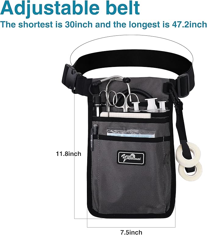 Nurse fanny pack Nurse Fanny Pack for Work Kit Practical Waist Bag for Nurses Fanny Pack for Basics Nurse Utility Belt Organizer Bag (YR-HS-S-Grey)