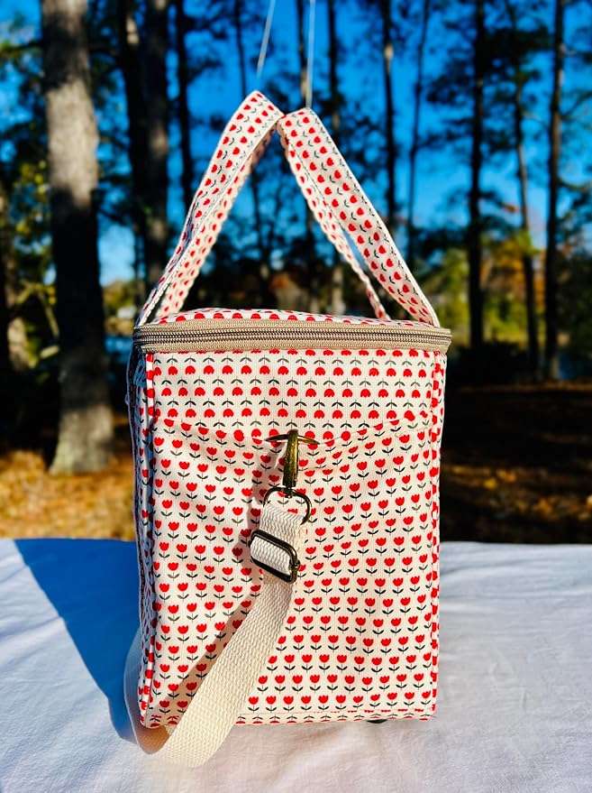 Kwang Min Insulated Insulated Cooler Bag,Reusable Large Lunch Bag for Women, Great for Outdoors,Camping,Party,Premium Quality,Adjustable Strap,Foldable