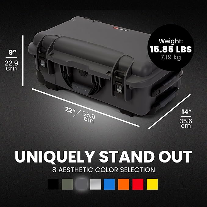 Nanuk 935 Pro Photo Kit – Waterproof Travel Camera Hard Case with Padded Dividers and Wheels, 22” x 14” x 9” - Dustproof and Impact Resistant, Airline Carry-On Approved – Graphite