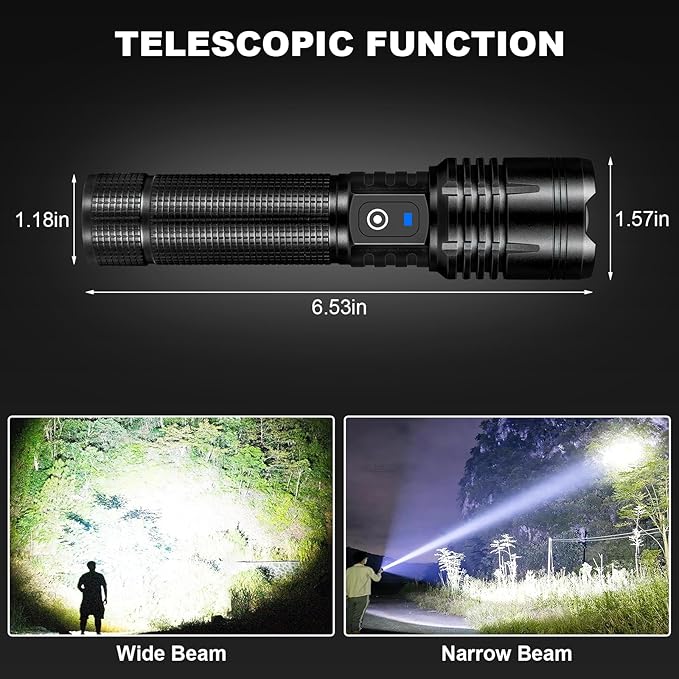 3Pack Flashlights High Lumens Rechargeable, 99000 Lumens Super Bright Led Flashlight with 5 Modes & Waterproof, Powerful Handheld Flashlights for Home Camping Emergencies