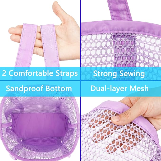 Fammart Mesh Beach Bag for Women, Casual Hobo Bags Large Beach Tote for Pool Travel Cruise Vacation Essentials