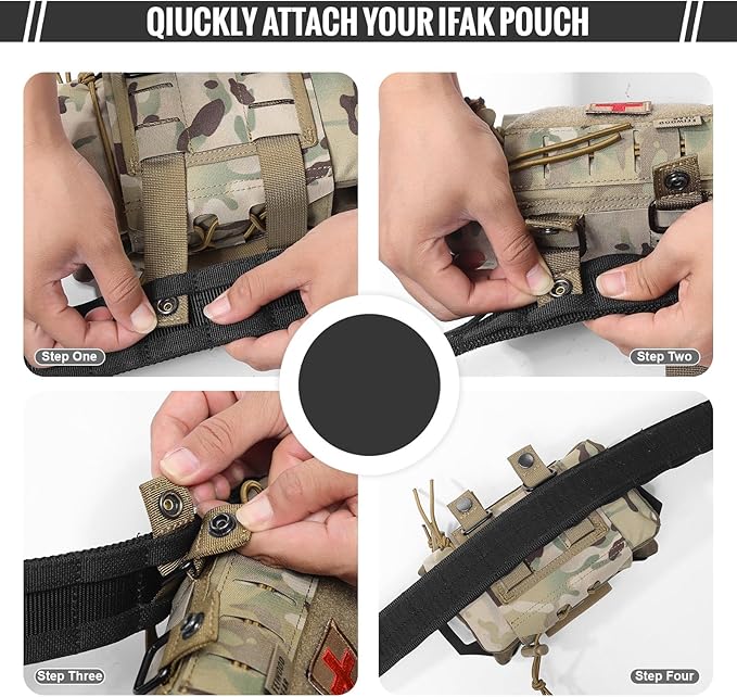 Tactical IFAK Pouch, Rapid Tear-Away First Aid Kit Two-Piece System Medical Pouches Emergency Survival Bag for Outdoor Travel Hiking