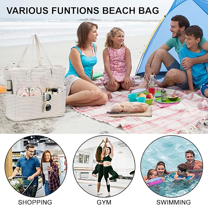 Bluboon Beach Bags for Women, Large Waterproof Tote Bag With Wet Compartment for Pool Weekender Travel Gym