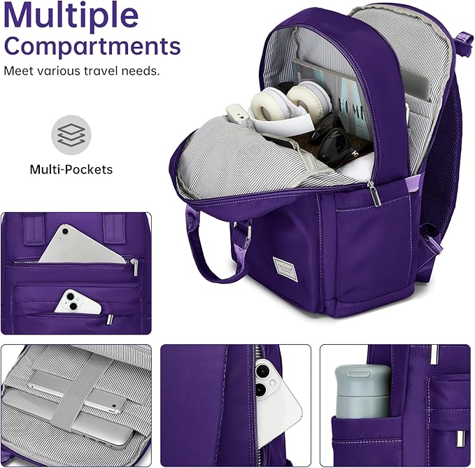 Carry On Luggage 22x14x9 Airline Approved, 22 Inch PP Hardshell Luggage Carry-on Suitcase with Spinner Wheels, Carry On Suitcase Set for Women(Purple)