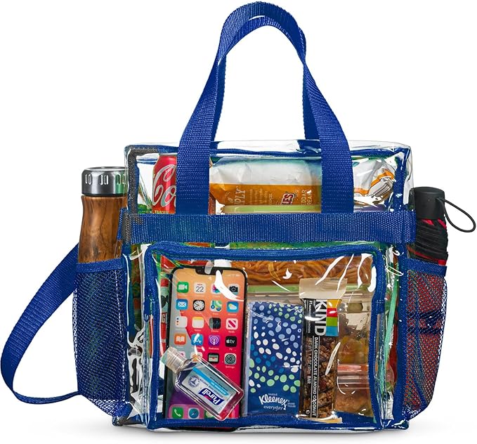 SP HOME GOODS Stadium Approved Clear lunch Bag (Large) with Adjustable Strap, Front Storage Compartment, and Mesh Pockets…