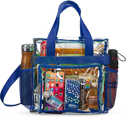 SP HOME GOODS Stadium Approved Clear lunch Bag (Large) with Adjustable Strap, Front Storage Compartment, and Mesh Pockets…