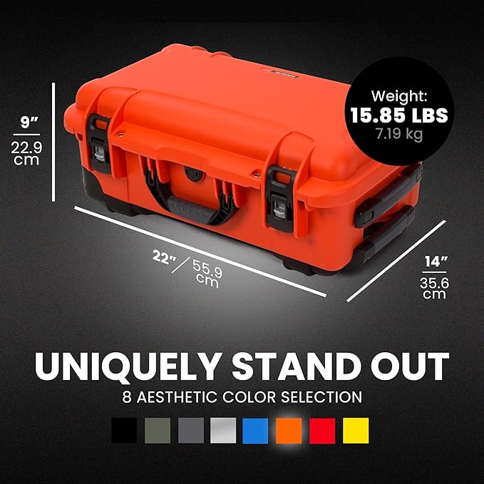 Nanuk 935 Pro Photo Kit – Waterproof Travel Camera Hard Case with Padded Dividers and Wheels, 22” x 14” x 9” - Dustproof and Impact Resistant, Airline Carry-On Approved – Orange