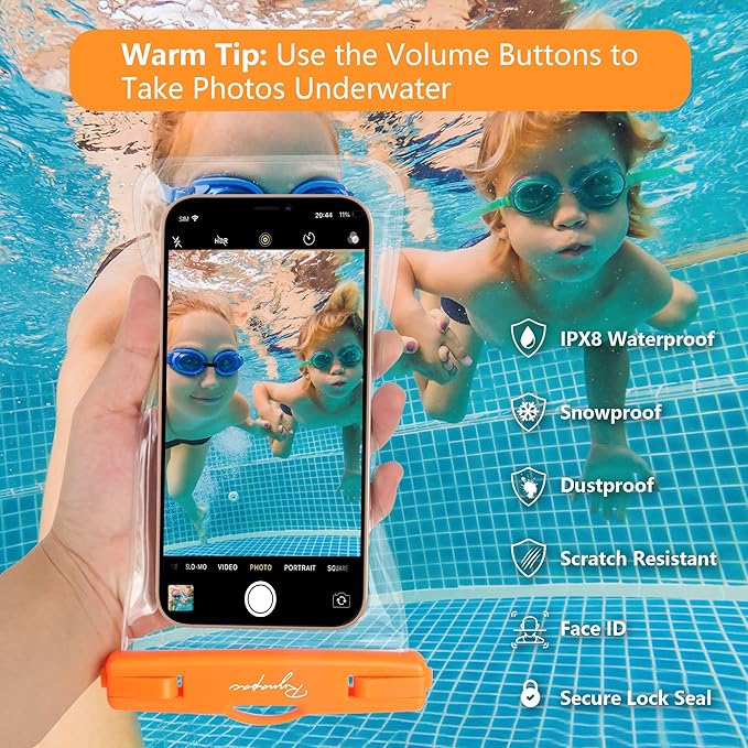 Waterproof Phone Pouch Bag - 7.5in, 2 Pack IPX8 Waterproof Phone Case for iPhone 16 15 14 Pro Max, Galaxy S25+ S24+, Cellphone Dry Bag with Lanyard for Beach Vacation Travel Cruise Essentials