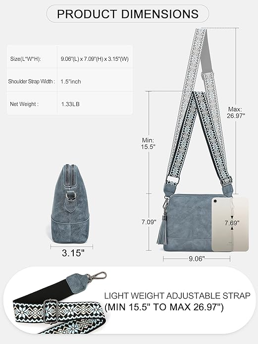 Women's Leather Crossbody Bags Anti Theft Purses RFID Blocking Handbags Trendy Travel Adjustable Strap Tassel