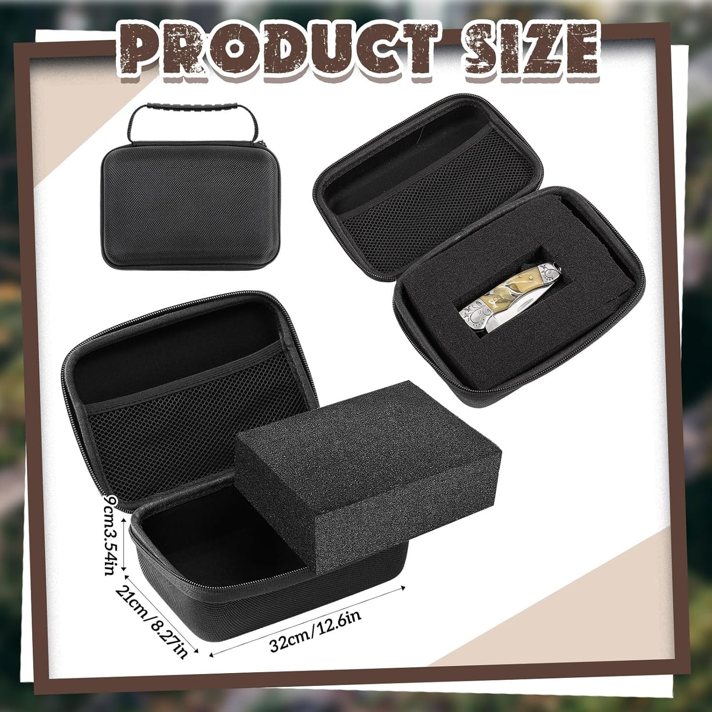 EVA Hard Case with Customizable Foam Protective EVA Carrying Case Shockproof Outdoor for Camera, Digital Products, Electronic Instruments with Knife(Black,12.6 x 12.2 x 3.5 Inch)