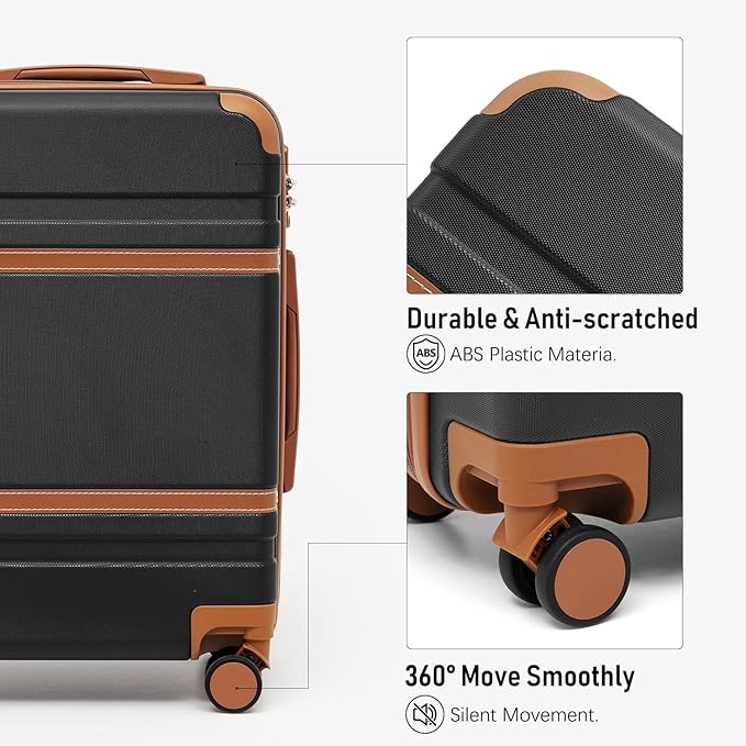 LONG VACATION Luggage Set 6 Piece Suitcase with Spinner Wheels, ABS+PC Hardshell Luggage with TSA Lock & YKK Zipper