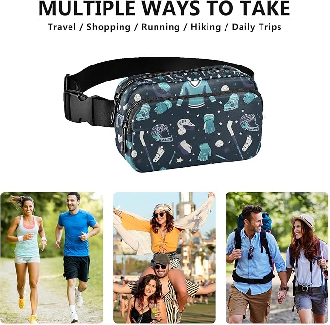 Hockey Fanny Pack for Women Men Water Resistant Fashion Waist Packs with Adjustable Strap Belt Bag for Travel Workout Jogging Hiking 21220339