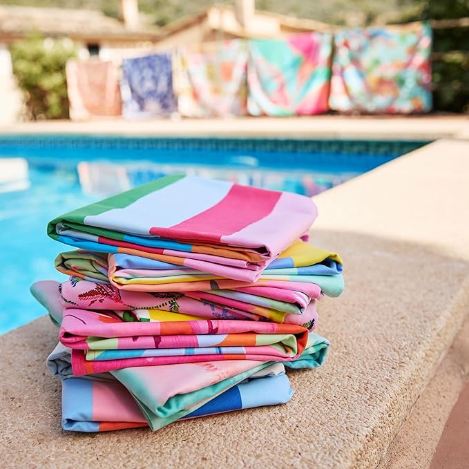 Dock & Bay Beach Towel - Quick Dry, Sand Free - Compact, Lightweight - 100% Recycled - Includes Bag - Sweet Escape - Large (160x90cm, 63x35)