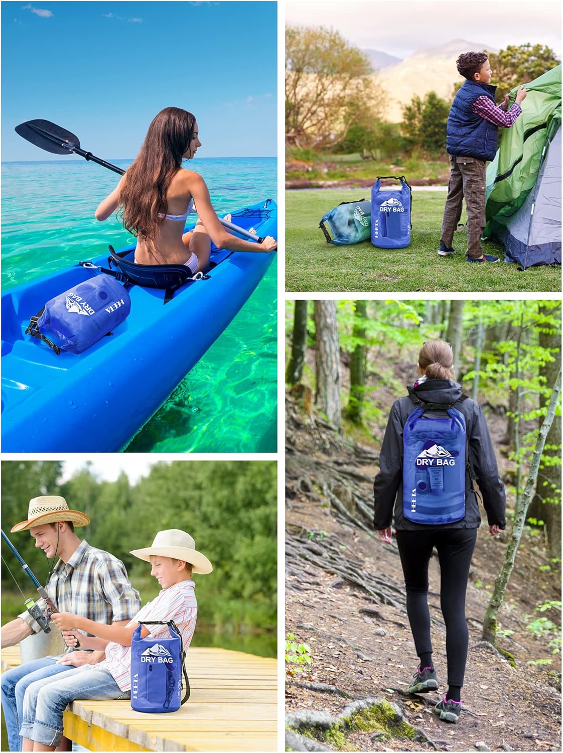 HEETA Dry Bag Waterproof for Women Men, 5L/10L/20L/30L/40L Roll Top Lightweight Dry Storage Bag Backpack with Phone Case for Travel Swimming Boating Kayaking Paddle Board Camping Beach Accessories