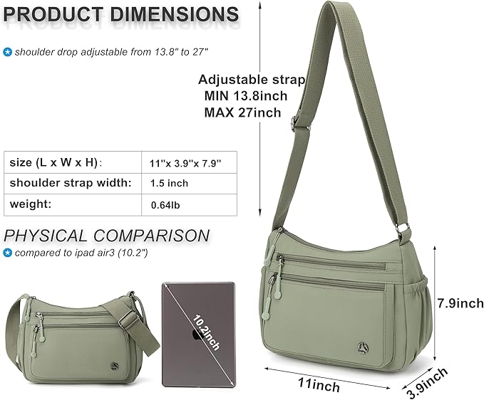 Casual Crossbody Bag with Anti Theft Pocket - Women Lightweight Water-Resistant Purse Bag