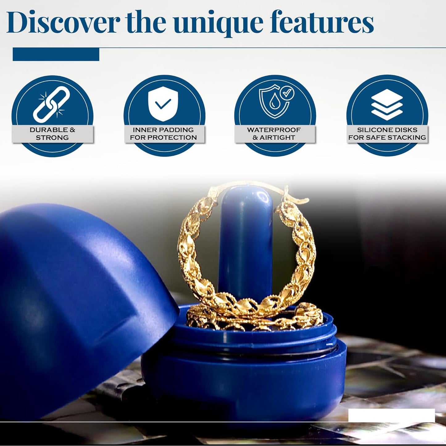 RING THING - Ring Holder Keychain, Jewelry Organizer and Storage, Portable Waterproof Ring Holder, Pill Box Keychain Container, Gym Accessory, and Travel Ring Case (Royal Blue)