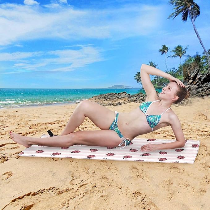 Ladybug Microfiber Beach Towel Absorbent Bath Towel Quick Dry Ultra Thin Towel for Gym Yoga Swim- 30x60in