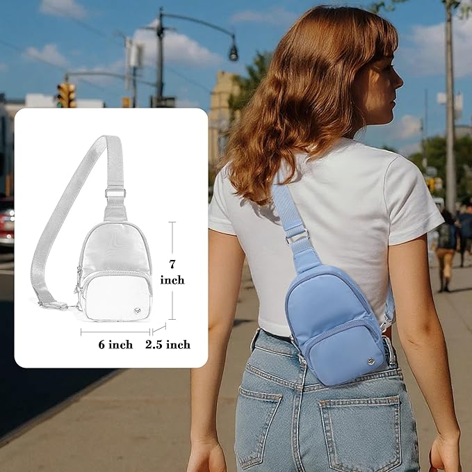 NEICOA Anti Theft Crossbody Bags for Women Small Nylon RFID Sling Bag Lightweight Travel Purse for Daily Casual Use(Light Blue)