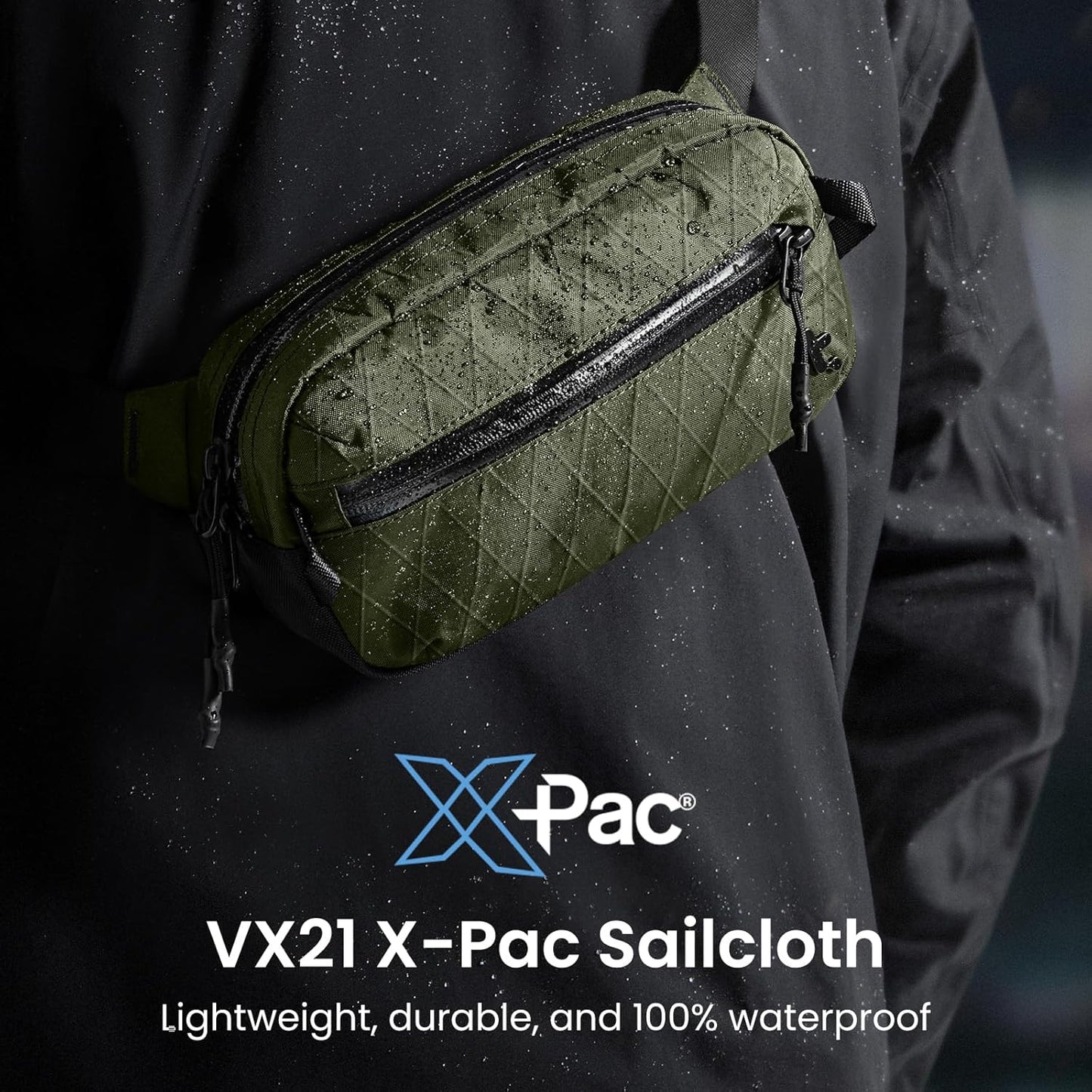 tomtoc 1.5L X-Pac Sling Bag with RFID Blocking, Crossbody Bag Minimalist Chest Shoulder Pack for Men/Women, Water-resistant Lightweight Casual Funny Pack for Travel, Daily Commute