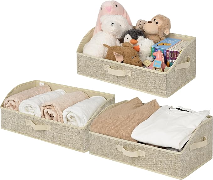 GRANNY SAYS Storage Baskets for Shelves, Closet Organizer Bin and Clothes Storage Bins, Trapezoid Storage Bins, Clothing Bins for Changing Table Wire Shelves, Honey Beige, 3-Pack