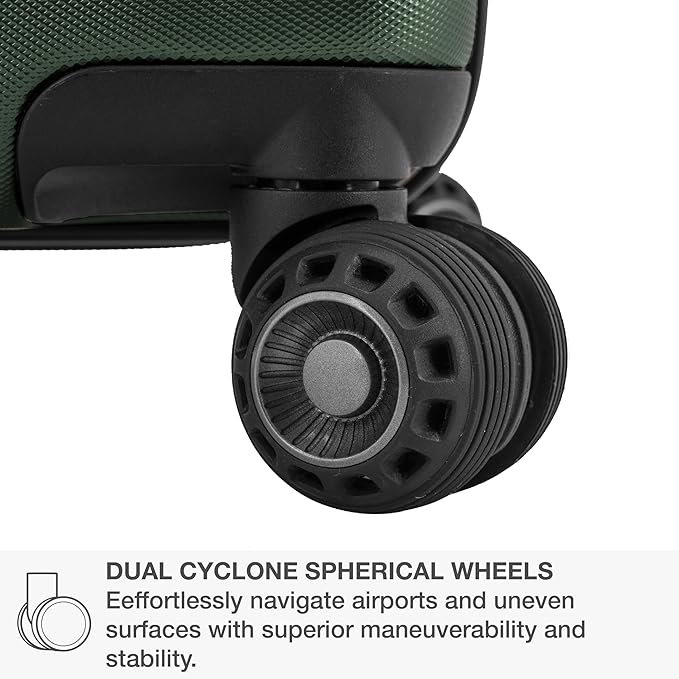 Traveler's Choice Archer Polycarbonate Expandable Luggage with Spinner Wheels, Green, Checked 26-Inch