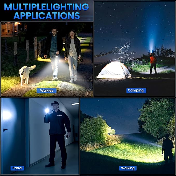 Rechargeable Flashlights 3 Pack - 990,000 Lumens Super Bright LED Flash Light with Fast Charging, IPX7 Waterproof, 5 Modes for Camping & Home
