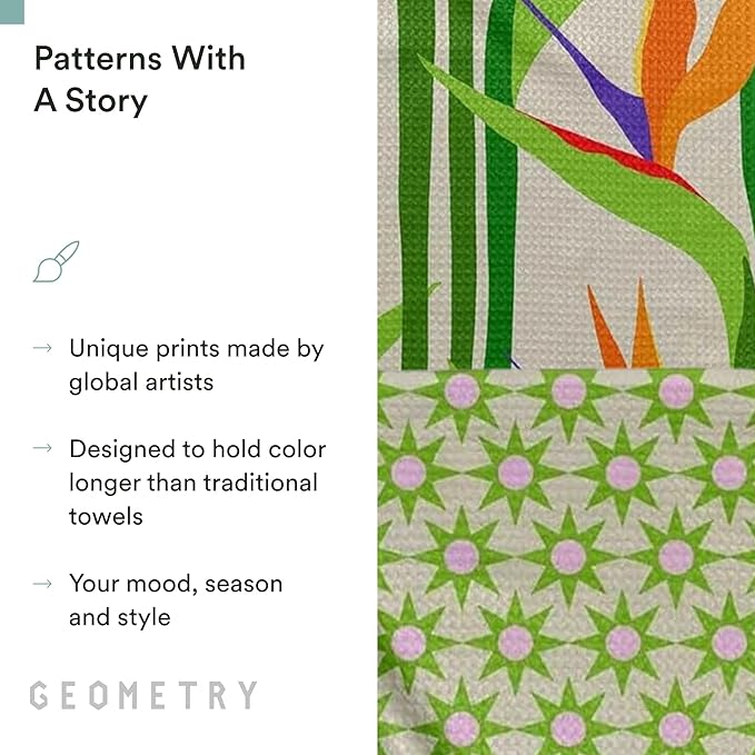 GEOMETRY Spring Kitchen Towels - Quick Dry Microfiber Cloth Spring & Summer Dish Towels for Kitchen Drying - Premium Quick Dry Towel - Paradise Play, 18" x 30" - 2-Pack