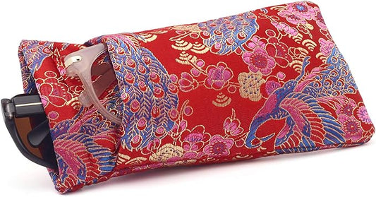 Face Shadow Double Glasses Case Soft Eyeglass Case For Women Men Squeeze Top Sunglasses Case With Cleaning Cloth