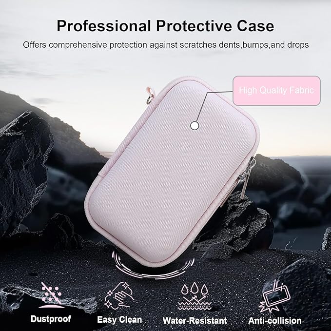 RAIALL Camera Case for Canon PowerShot SX740 HS/ SX730 HS/ SX720 HS/ SX620 HS Digital Camera, Hard Carrying Case Protective Travel Bag, Mesh Pocket for Batteries and USB Cable, Jelly Pink