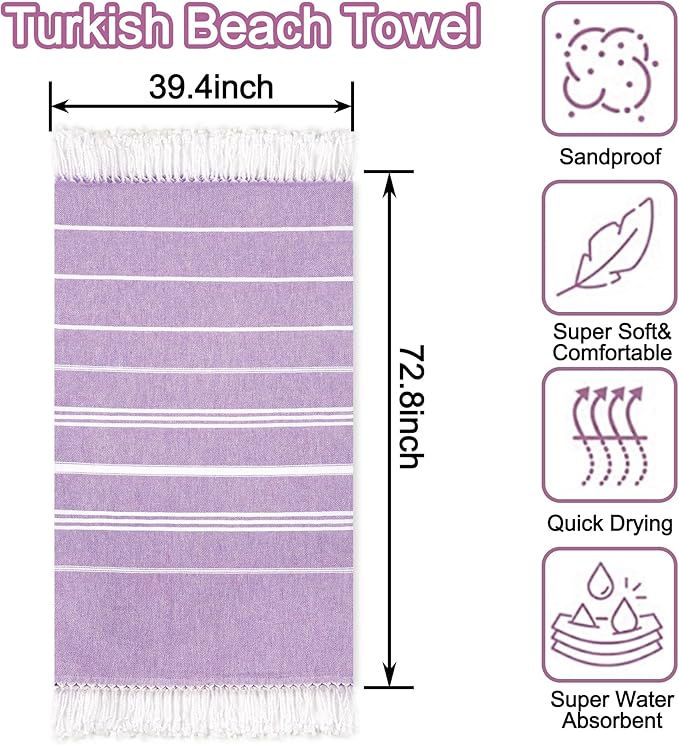 Beach Towel 2 Pack,Sand Free Beach Towels Oversized 39 x 72,Turkish Beach Towel Quick Dry Towel,Lightweight Pool Towels for Adults Travel Towel,Cool Beach Essentials Super Absorbent Towels