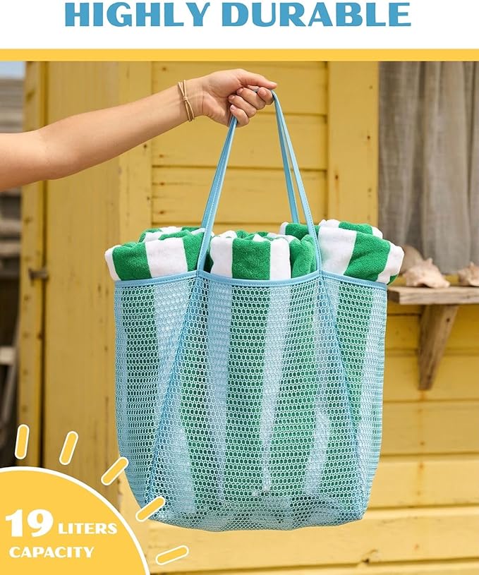 Rave Envy Beach Tote Bag for Women – Waterproof Mesh Tote Bag, Large Capacity Sandproof Beach Bags for Travel