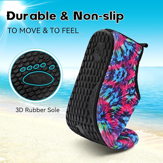 Scurtain Barefoot Water Shoes for Women Men Beach Swim Aqua Socks Summer Quick-Dry Sandals Slippers