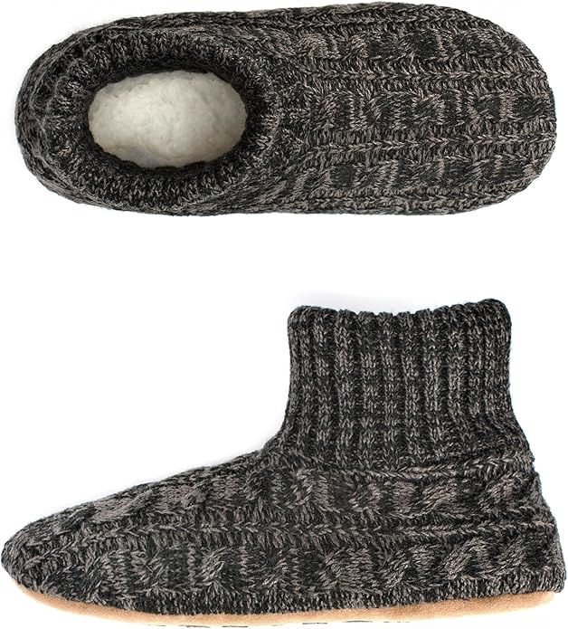Cozylook Men's Slipper Socks with Grips, Fuzzy Indoor Slippers for Men, Soft Warm Winter Socks with Non-slip Soles