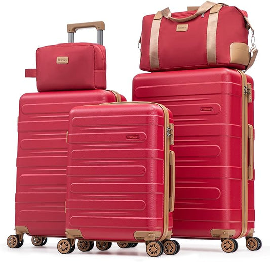Luggage Sets 5 Piece Durable Suitcase Set with Spinner Wheels, Hard Shell Carry on Luggage with TSA Lock, Large Checked Travel Suitcases for Men and Women