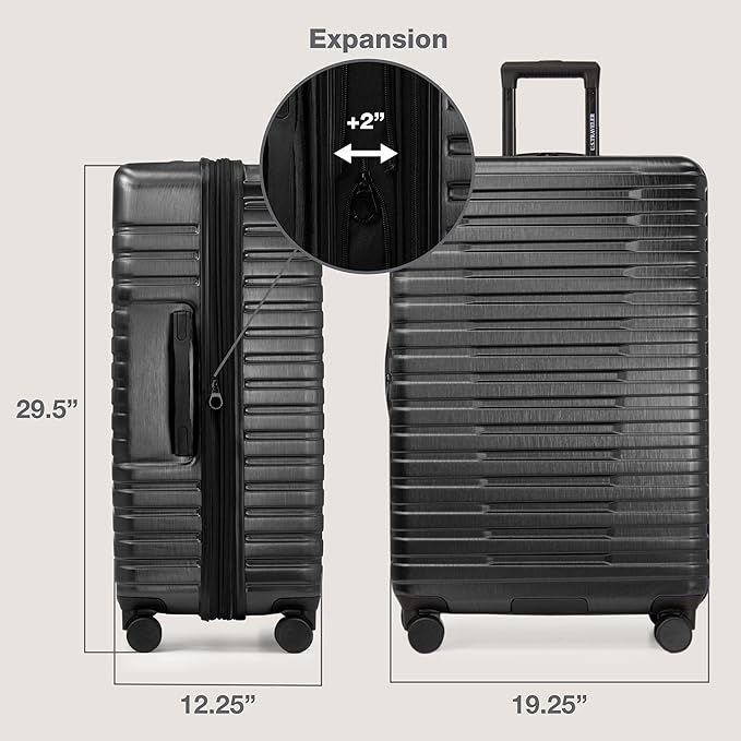 U.S. Traveler Boren Polycarbonate Hardside Rugged Travel Suitcase Luggage with 8 Spinner Wheels, Aluminum Handle, Black, Checked-Large 30-Inch