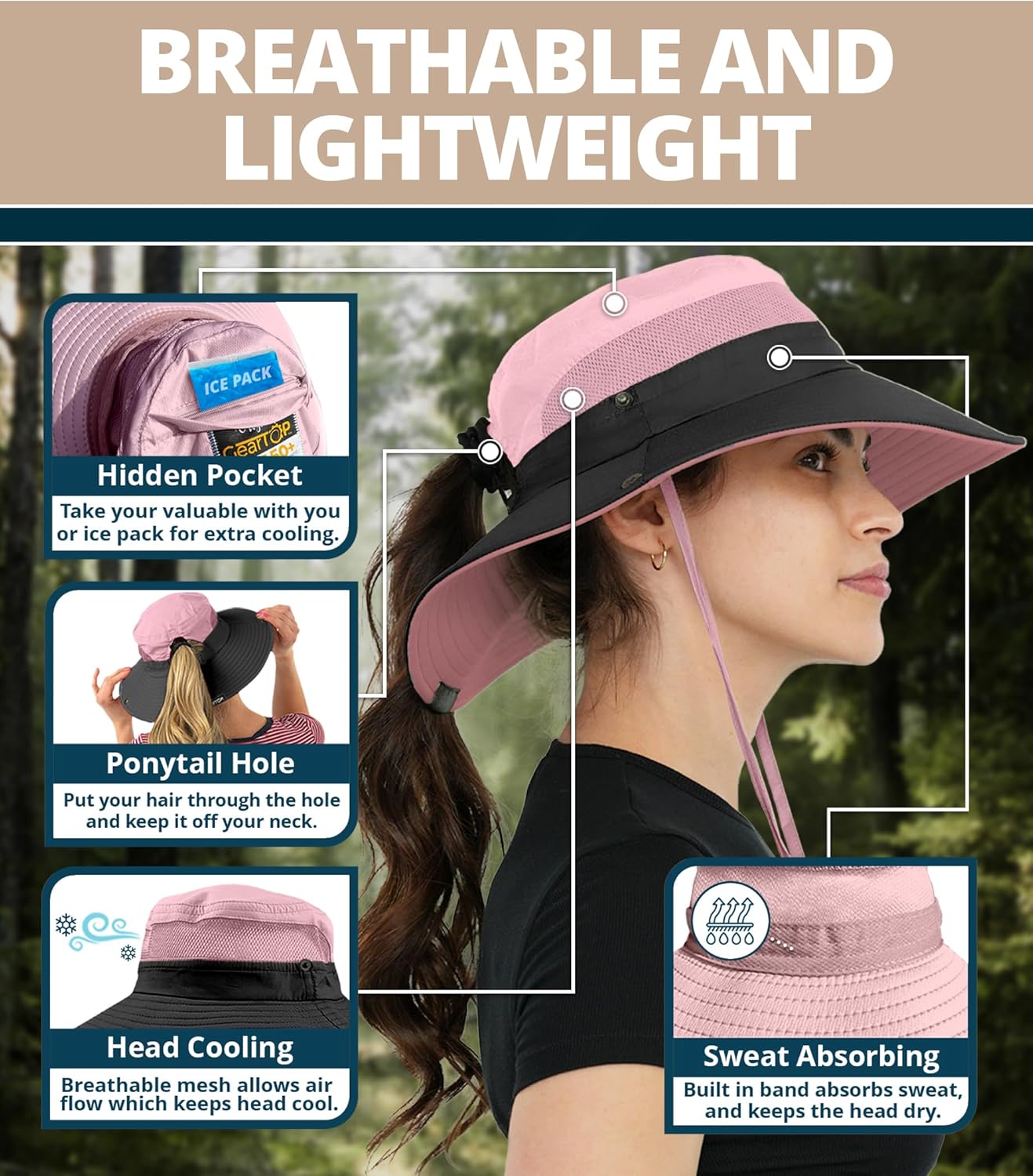 GearTOP Safari Sun Hat for Men and Sun Hats for Women UV Protection UPF 50+ Hiking, Gardening, Fishing
