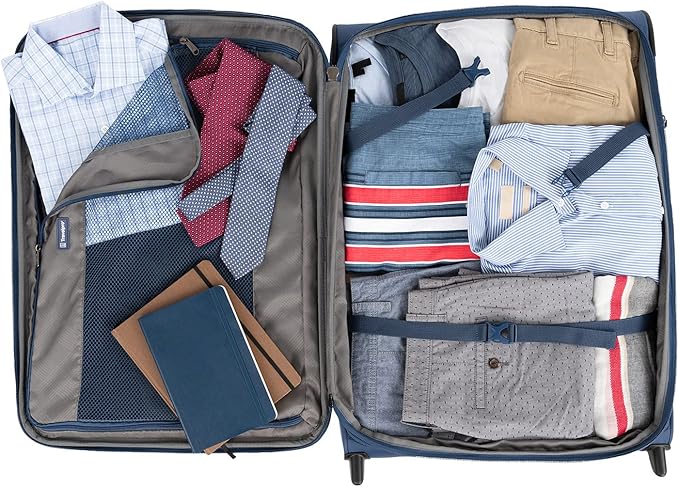 Travelpro Tourlite Softside 26" Expandable Checked-Medium Rollaboard (2-Wheel) Lightweight Luggage, Blue Suitcase