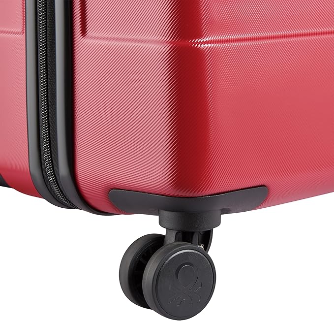 United Colors of Benetton Now! Hardside Luggage with Spinner Wheels, Red, Checked-Medium 23 Inch