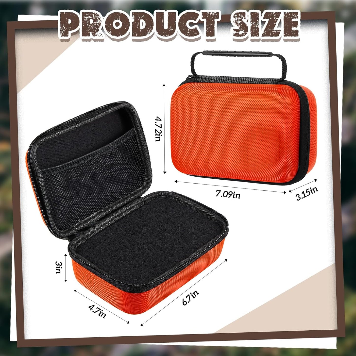 EVA Hard Case with Customizable Foam Protective EVA Carrying Case Shockproof Outdoor for Camera, Digital Products, Electronic Instruments with Knife(Orange,7.1 x 4.7 x 3.1 Inch)